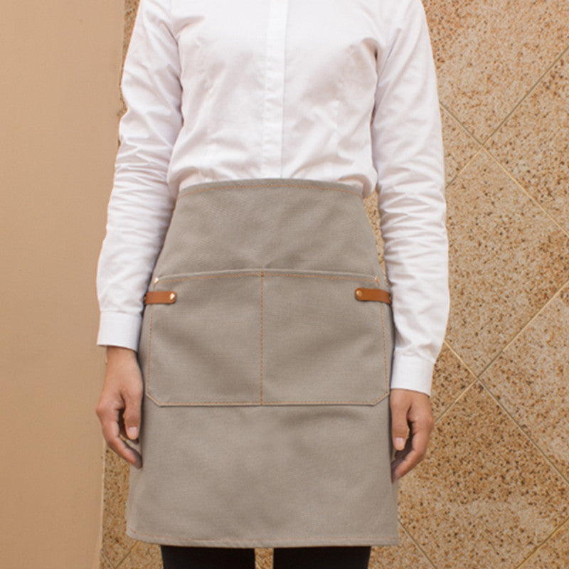 Gray Canvas Waist Apron Black Barista Bartender Pastry Chef Uniform Bistro Green Waiter Waitress Florist Work Wear