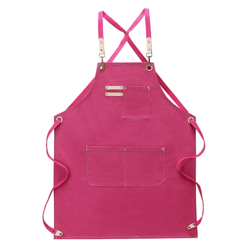Cross-back Pink Canvas Apron Cafe Barista Bartender Bakery Pastry Chef Uniform Florist Painter Artist Gardener Workwear