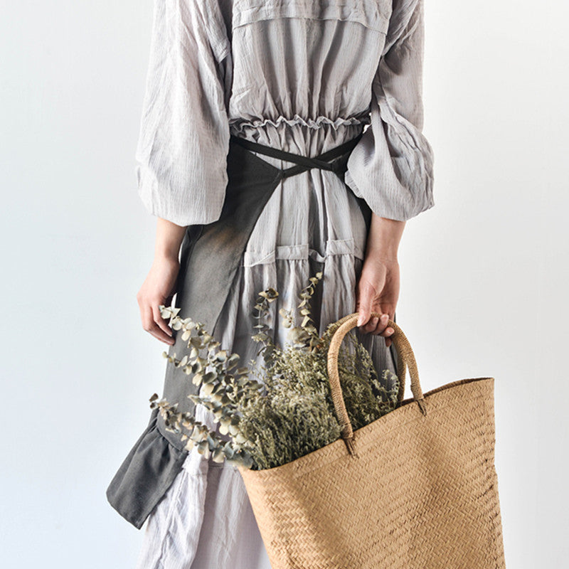 Blue Pink Gray Cotton Apron Florist Artist Waitress Barista Uniform Home Cooking Baking Painting Craft Work Wear