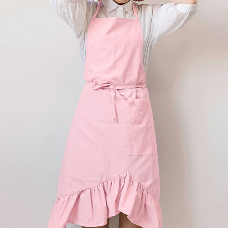 Blue Pink Gray Cotton Apron Florist Artist Waitress Barista Uniform Home Cooking Baking Painting Craft Work Wear