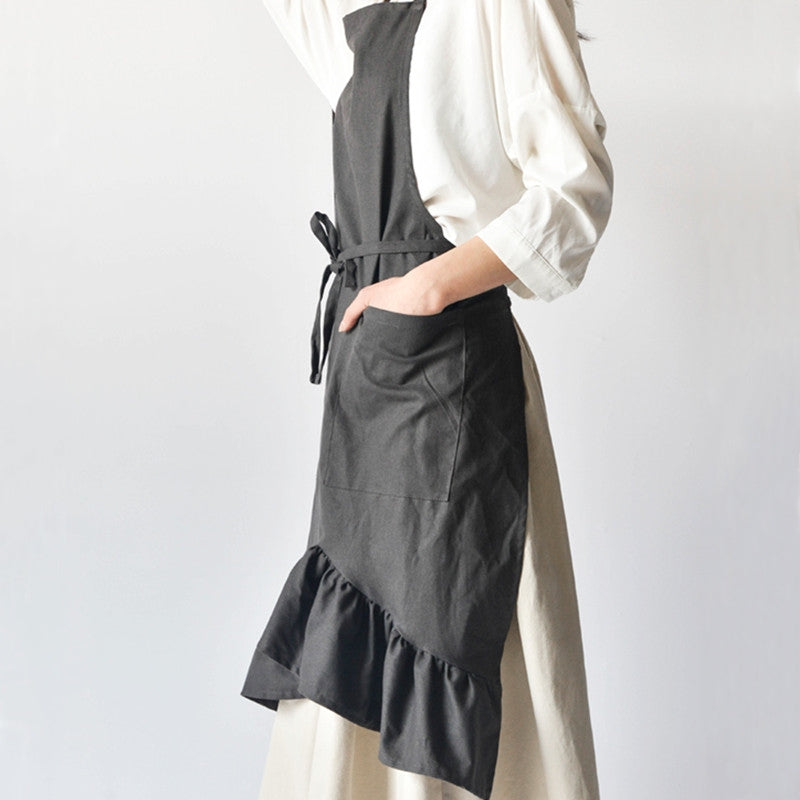 Blue Pink Gray Cotton Apron Florist Artist Waitress Barista Uniform Home Cooking Baking Painting Craft Work Wear