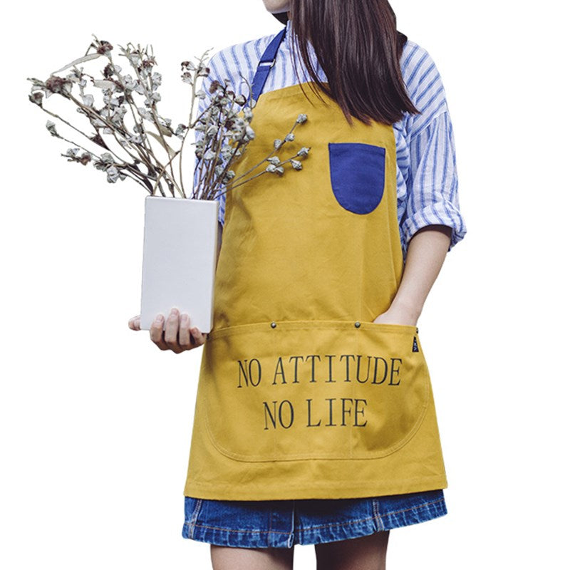 Yellow Cotton Apron Red Restaurant Cafe Barista Bartender Pastry Chef Catering Uniform Orange Florist Artist Gardener Workwear