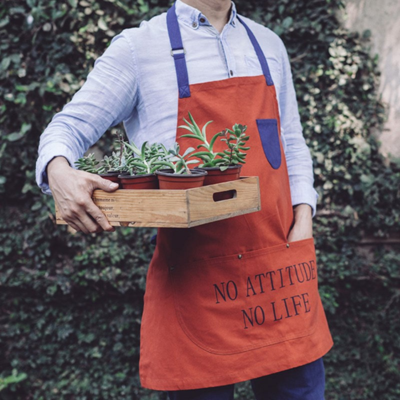 Yellow Cotton Apron Red Restaurant Cafe Barista Bartender Pastry Chef Catering Uniform Orange Florist Artist Gardener Workwear