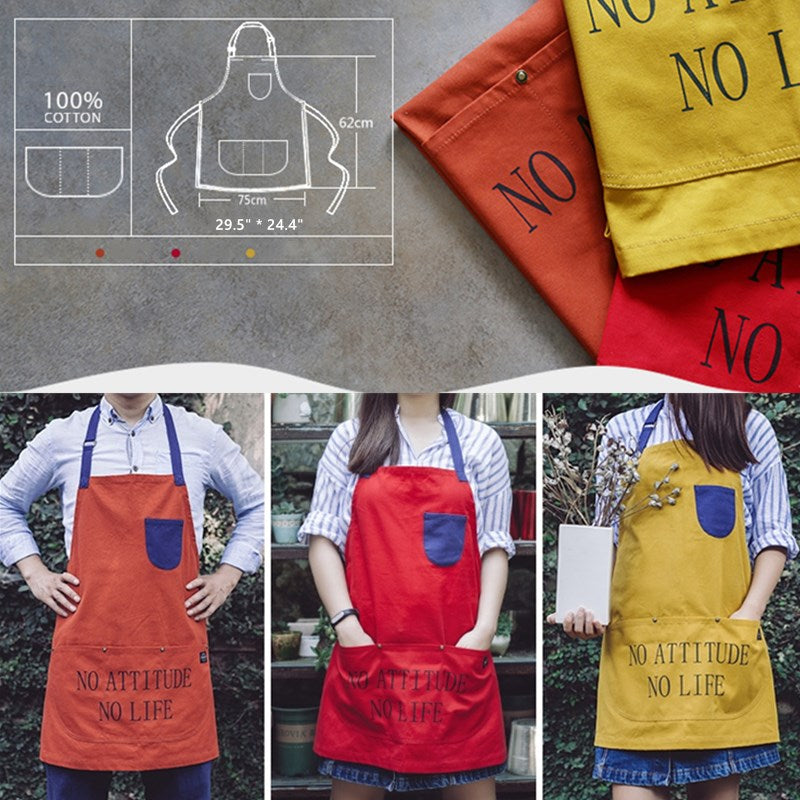 Yellow Cotton Apron Red Restaurant Cafe Barista Bartender Pastry Chef Catering Uniform Orange Florist Artist Gardener Workwear