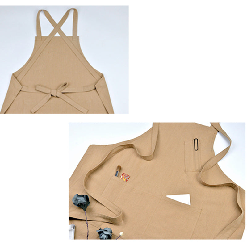 Long Cotton Apron Waitstaff Barista Bartender Baker Pastry Chef Catering Uniform Florist Painter Artist Workwear
