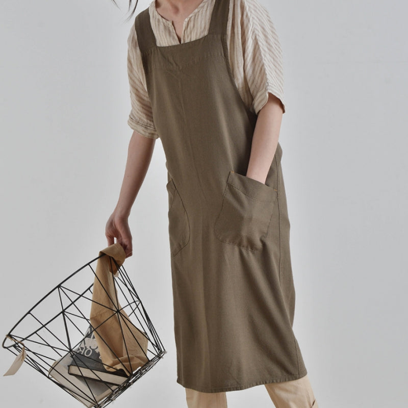 Cross-back Cotton Apron Home Kitchen Cooking Baking Crafting Workwear Cafe Baker Barista Restaurant Waitress Florist Uniform