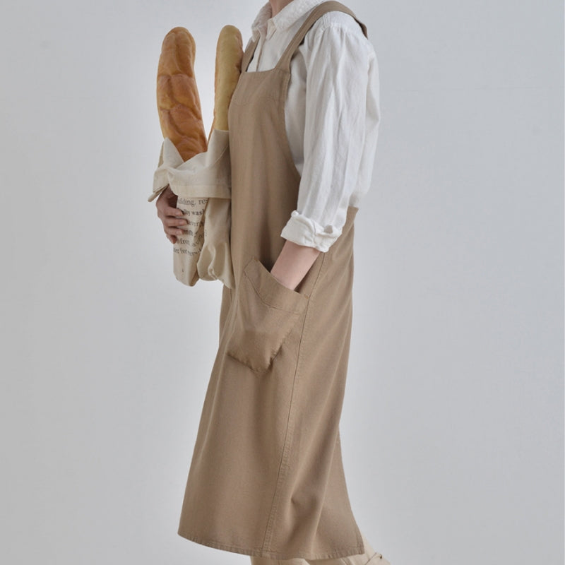 Cross-back Cotton Apron Home Kitchen Cooking Baking Crafting Workwear Cafe Baker Barista Restaurant Waitress Florist Uniform
