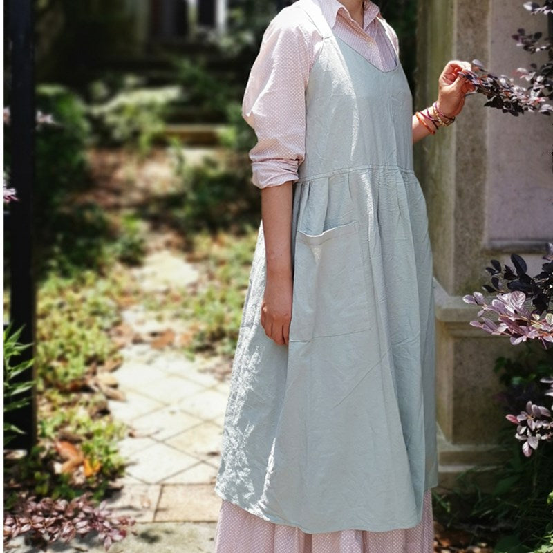 Long Cotton Apron Florist Artist Painter Flower Shop Manicure Workwear Waitress Cafe Barista Pastry Chef Uniform