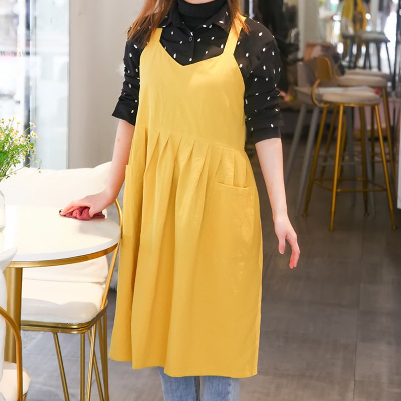 Long Cotton Apron Florist Artist Painter Flower Shop Manicure Workwear Waitress Cafe Barista Pastry Chef Uniform