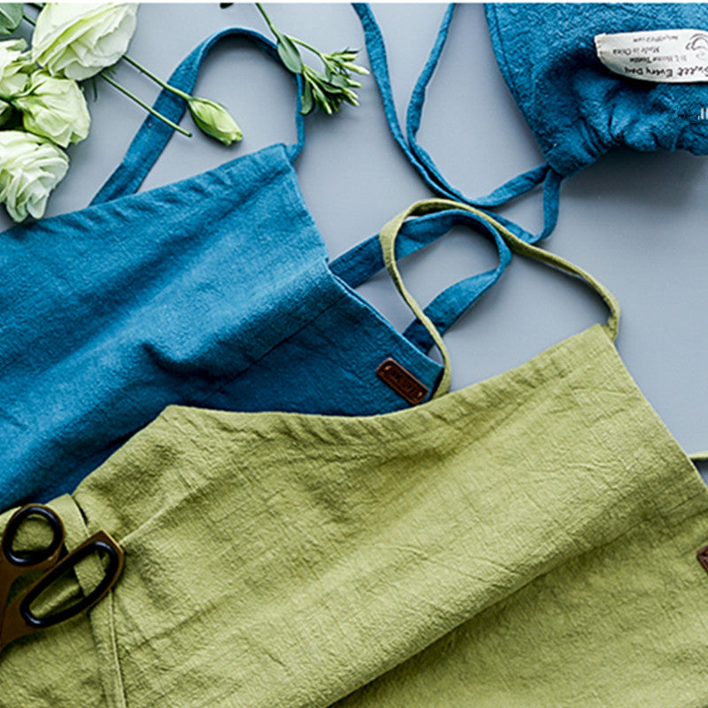 Split-leg Cotton Apron Baking Cooking Painting Drawing Crafting Florist Work Wear Barista Waitstaff Baker Culinary Uniform