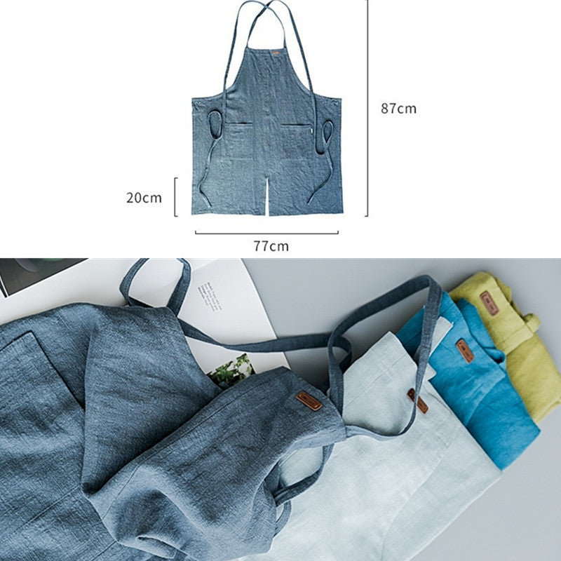 Split-leg Cotton Apron Baking Cooking Painting Drawing Crafting Florist Work Wear Barista Waitstaff Baker Culinary Uniform