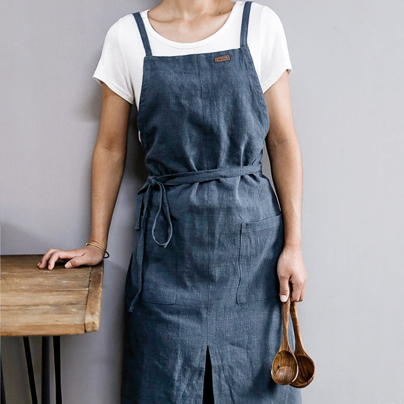 Split-leg Cotton Apron Baking Cooking Painting Drawing Crafting Florist Work Wear Barista Waitstaff Baker Culinary Uniform