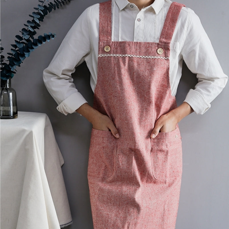 Blue Cotton Apron Pink Barista Cafe Waitress Bar Bakery Catering Uniform Brown Painter Florist Gardener Work wear