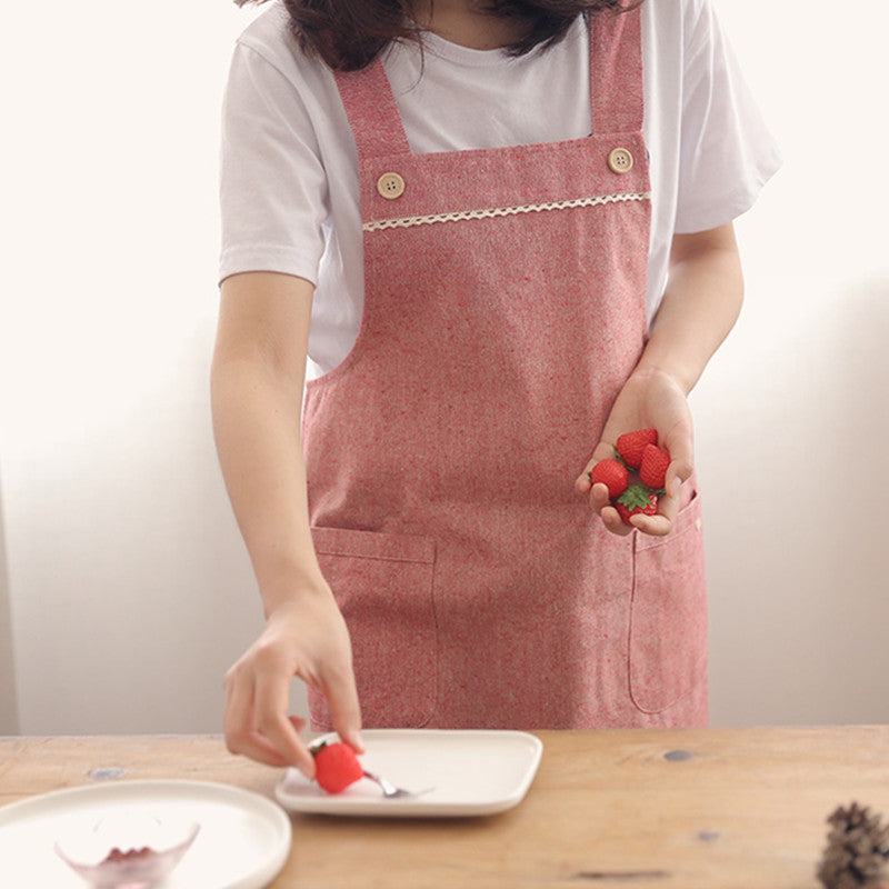 Blue Cotton Apron Pink Barista Cafe Waitress Bar Bakery Catering Uniform Brown Painter Florist Gardener Work wear