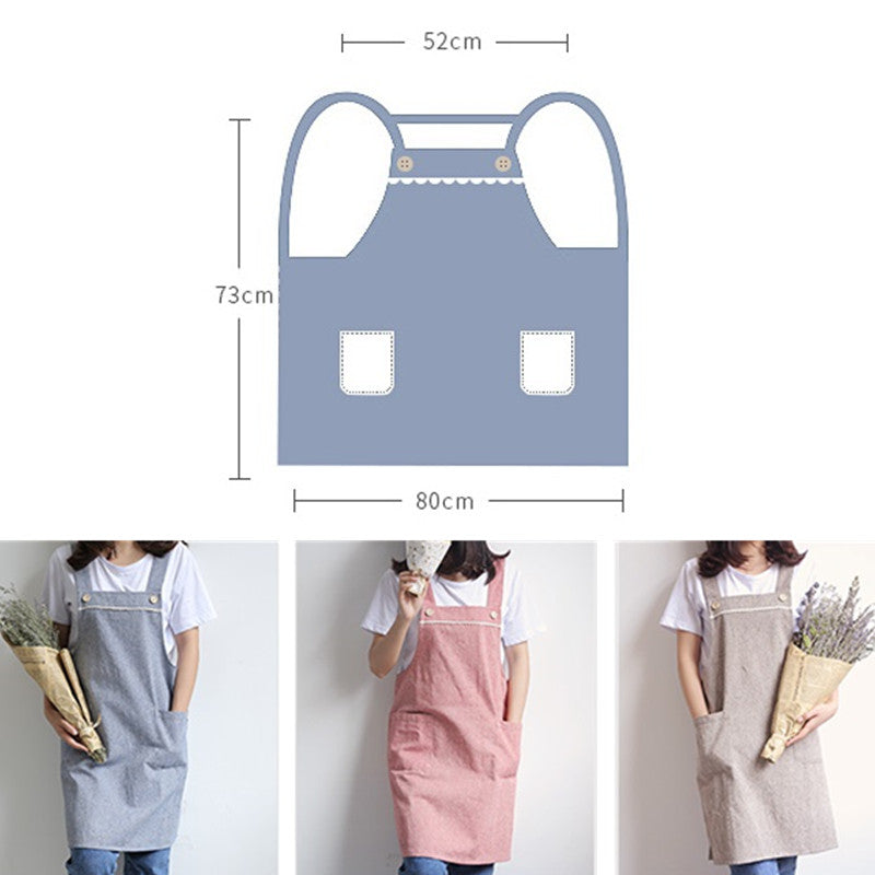 Blue Cotton Apron Pink Barista Cafe Waitress Bar Bakery Catering Uniform Brown Painter Florist Gardener Work wear