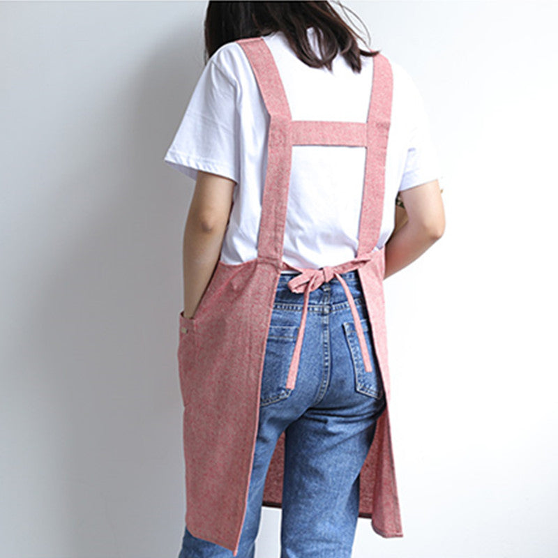 Blue Cotton Apron Pink Barista Cafe Waitress Bar Bakery Catering Uniform Brown Painter Florist Gardener Work wear