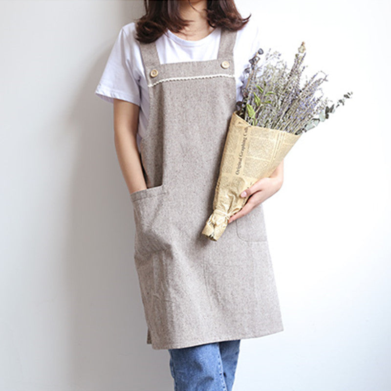 Blue Cotton Apron Pink Barista Cafe Waitress Bar Bakery Catering Uniform Brown Painter Florist Gardener Work wear