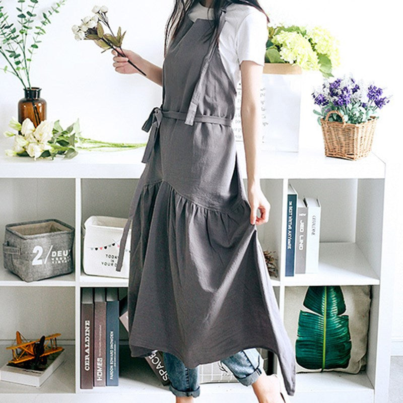 Pink Cotton Apron Blue Florist Artist Painter Craft Work Wear Gray Waitress Barista Baker Pastry Catering Uniform