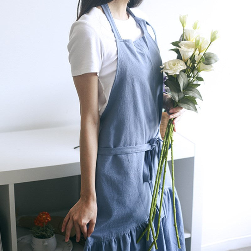 Pink Cotton Apron Blue Florist Artist Painter Craft Work Wear Gray Waitress Barista Baker Pastry Catering Uniform