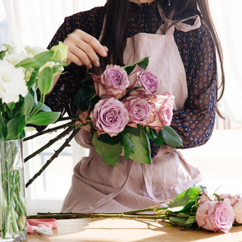 Pink Cotton Apron Blue Florist Artist Painter Craft Work Wear Gray Waitress Barista Baker Pastry Catering Uniform