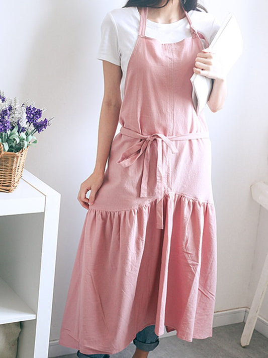 Pink Cotton Apron Blue Florist Artist Painter Craft Work Wear Gray Waitress Barista Baker Pastry Catering Uniform