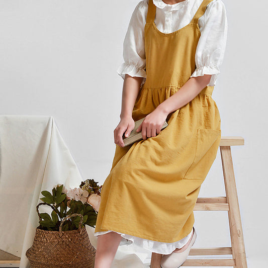 Yellow Cross-back Cotton Apron Blue Barista Restaurant Restaurant Bartender Pastry Chef Baker Uniform Black Florist Gardener Craft Work Wear