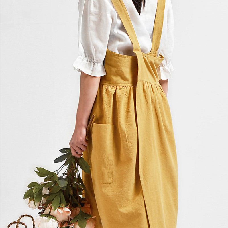 Yellow Cross-back Cotton Apron Blue Barista Restaurant Restaurant Bartender Pastry Chef Baker Uniform Black Florist Gardener Craft Work Wear