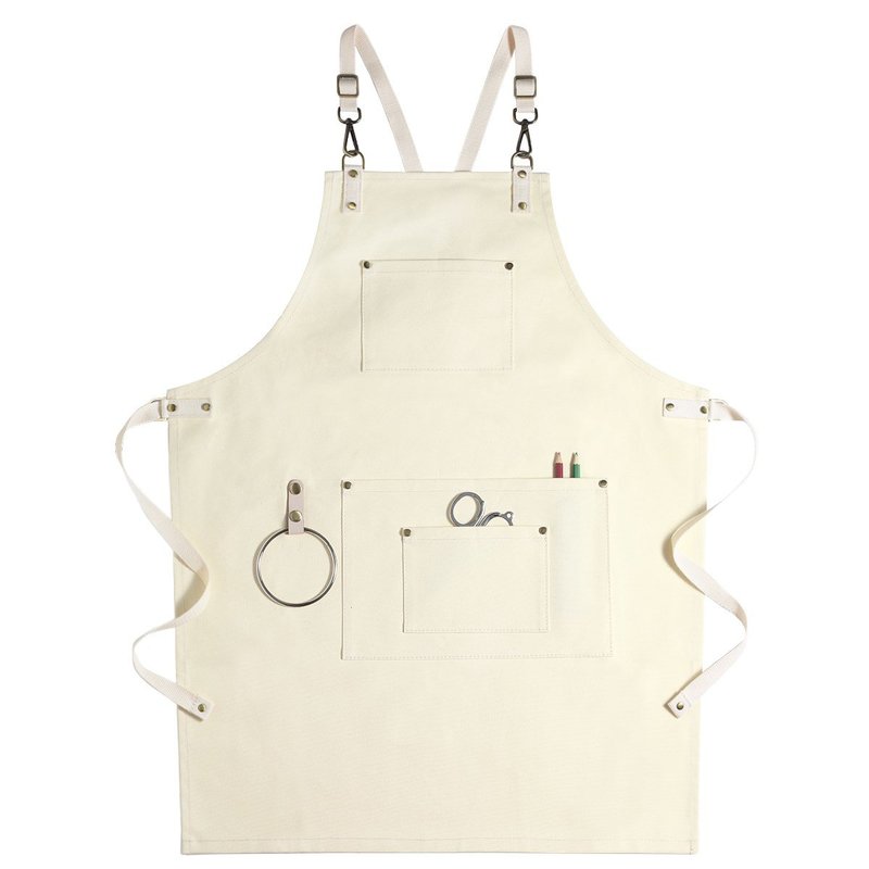 Cross-back Canvas Apron Cafe Barista Bartender Pastry Chef Restaurant Server Uniform Florist Barber Hairdresser Workwear