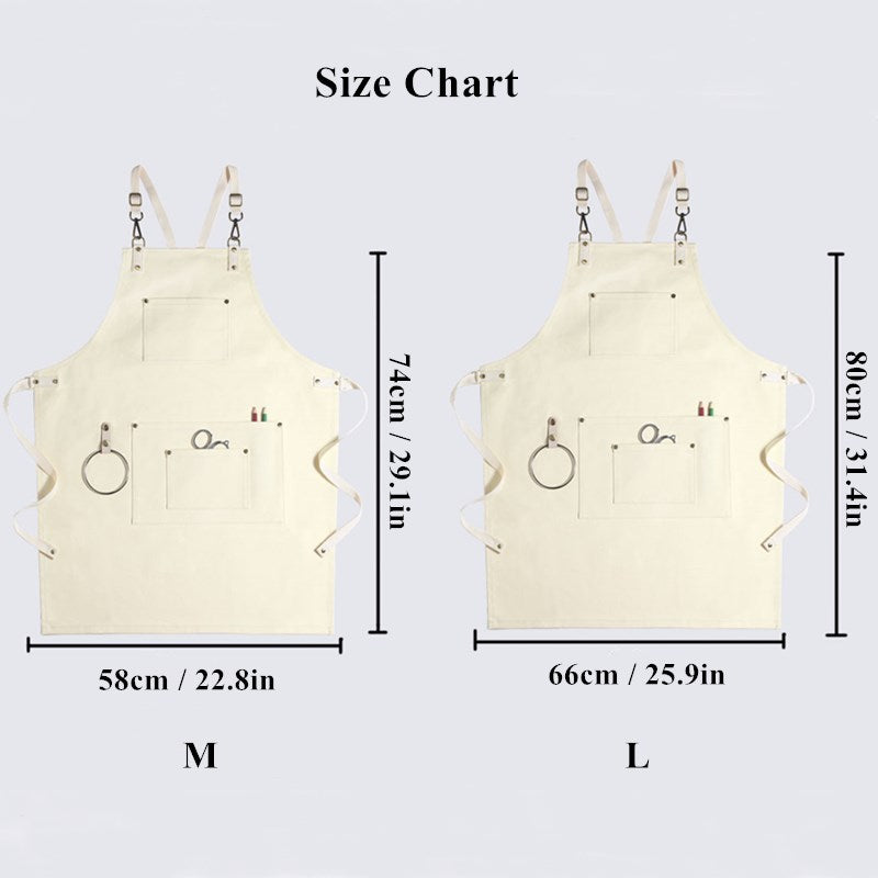 Cross-back Canvas Apron Cafe Barista Bartender Pastry Chef Restaurant Server Uniform Florist Barber Hairdresser Workwear
