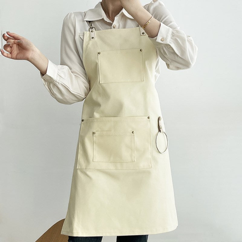 Cross-back Canvas Apron Cafe Barista Bartender Pastry Chef Restaurant Server Uniform Florist Barber Hairdresser Workwear