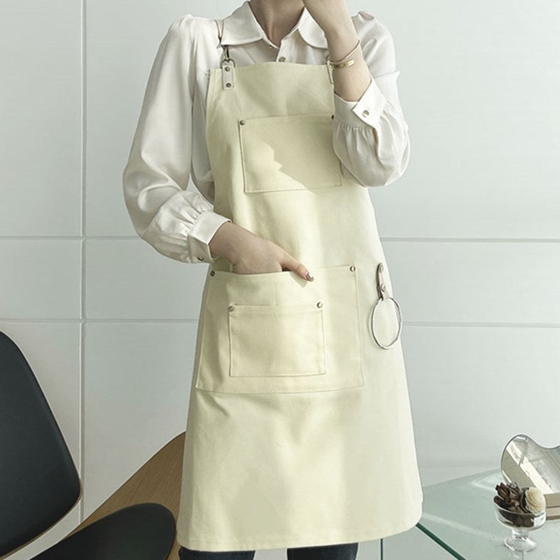 Cross-back Canvas Apron Cafe Barista Bartender Pastry Chef Restaurant Server Uniform Florist Barber Hairdresser Workwear