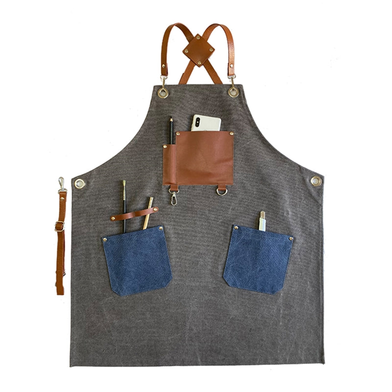 Cross-back Canvas Apron Barista Bartender Pastry Restaurant Uniform Barber Hairdresser Florist Gardener Crafting Workwear