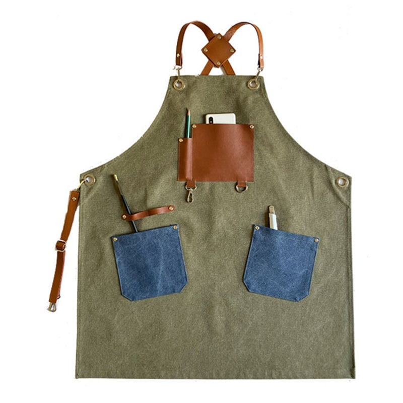 Cross-back Canvas Apron Barista Bartender Pastry Restaurant Uniform Barber Hairdresser Florist Gardener Crafting Workwear