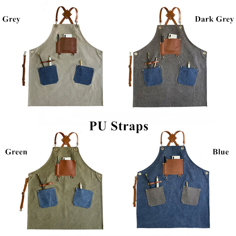Cross-back Canvas Apron Barista Bartender Pastry Restaurant Uniform Barber Hairdresser Florist Gardener Crafting Workwear