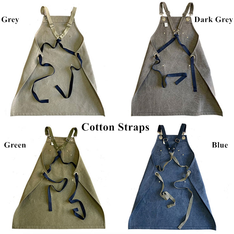 Cross-back Canvas Apron Barista Bartender Pastry Restaurant Uniform Barber Hairdresser Florist Gardener Crafting Workwear