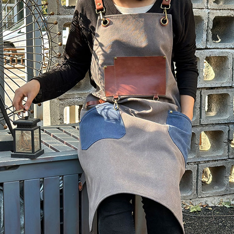 Cross-back Canvas Apron Barista Bartender Pastry Restaurant Uniform Barber Hairdresser Florist Gardener Crafting Workwear