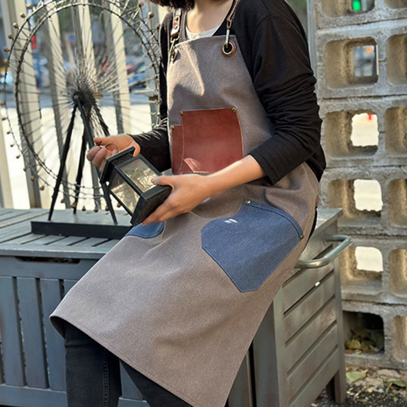 Cross-back Canvas Apron Barista Bartender Pastry Restaurant Uniform Barber Hairdresser Florist Gardener Crafting Workwear