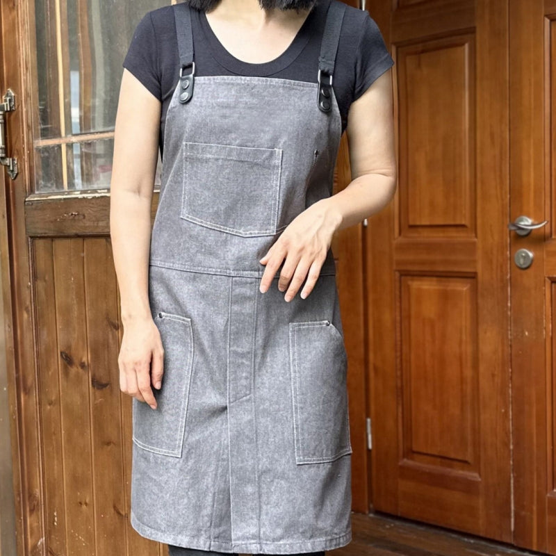 Cross-back Denim Apron Barista Cafe Bartender Pastry Chef Uniform Restaurant Bistro Florist Painter Ceramic Artist Workwear