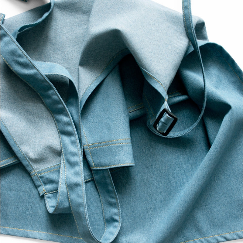 Cross-back Blue Denim Apron Barista Cafe Bartender Pastry Chef Uniform Restaurant Bistro Florist Painter Artist Workwear