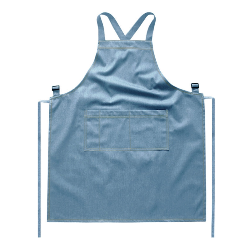 Cross-back Blue Denim Apron Barista Cafe Bartender Pastry Chef Uniform Restaurant Bistro Florist Painter Artist Workwear