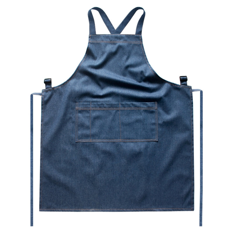 Cross-back Blue Denim Apron Barista Cafe Bartender Pastry Chef Uniform Restaurant Bistro Florist Painter Artist Workwear