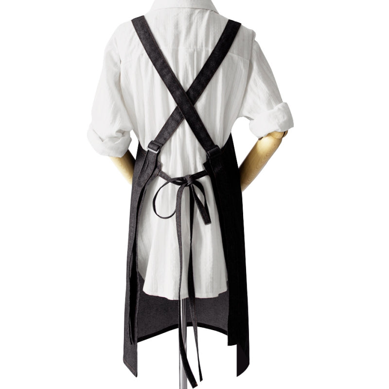 Cross-back Blue Denim Apron Barista Cafe Bartender Pastry Chef Uniform Restaurant Bistro Florist Painter Artist Workwear