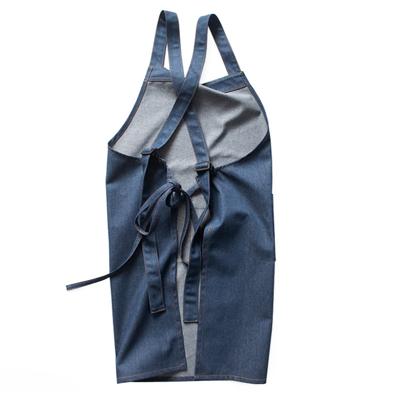Cross-back Blue Denim Apron Barista Cafe Bartender Pastry Chef Uniform Restaurant Bistro Florist Painter Artist Workwear
