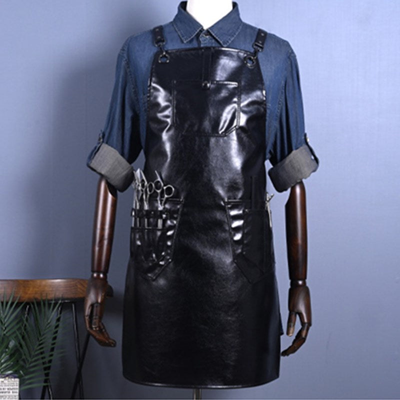 Cross-back PU Apron Barber Hairdresser Carpenter Florist Workwear Restaurant Cafe Barista Bartender Pastry Chef Uniform