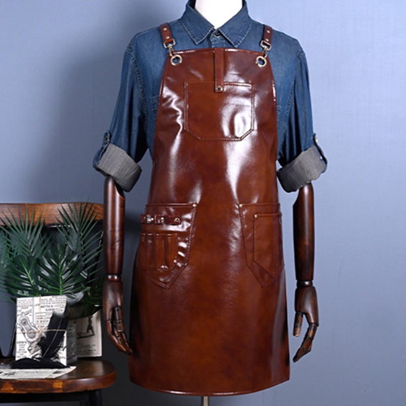 Cross-back PU Apron Barber Hairdresser Carpenter Florist Workwear Restaurant Cafe Barista Bartender Pastry Chef Uniform