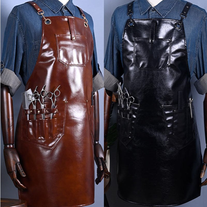 Cross-back PU Apron Barber Hairdresser Carpenter Florist Workwear Restaurant Cafe Barista Bartender Pastry Chef Uniform