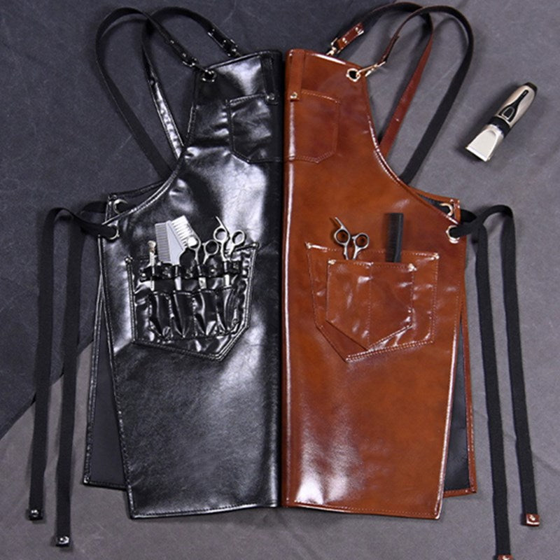 Cross-back PU Apron Barber Hairdresser Carpenter Florist Workwear Restaurant Cafe Barista Bartender Pastry Chef Uniform