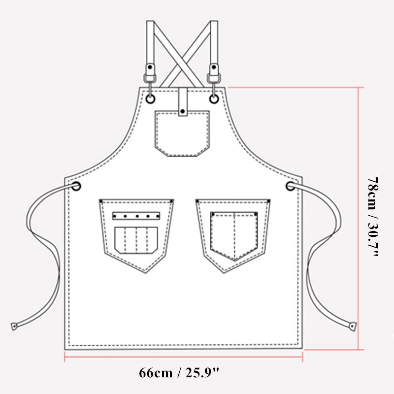 Cross-back PU Apron Barber Hairdresser Carpenter Florist Workwear Restaurant Cafe Barista Bartender Pastry Chef Uniform