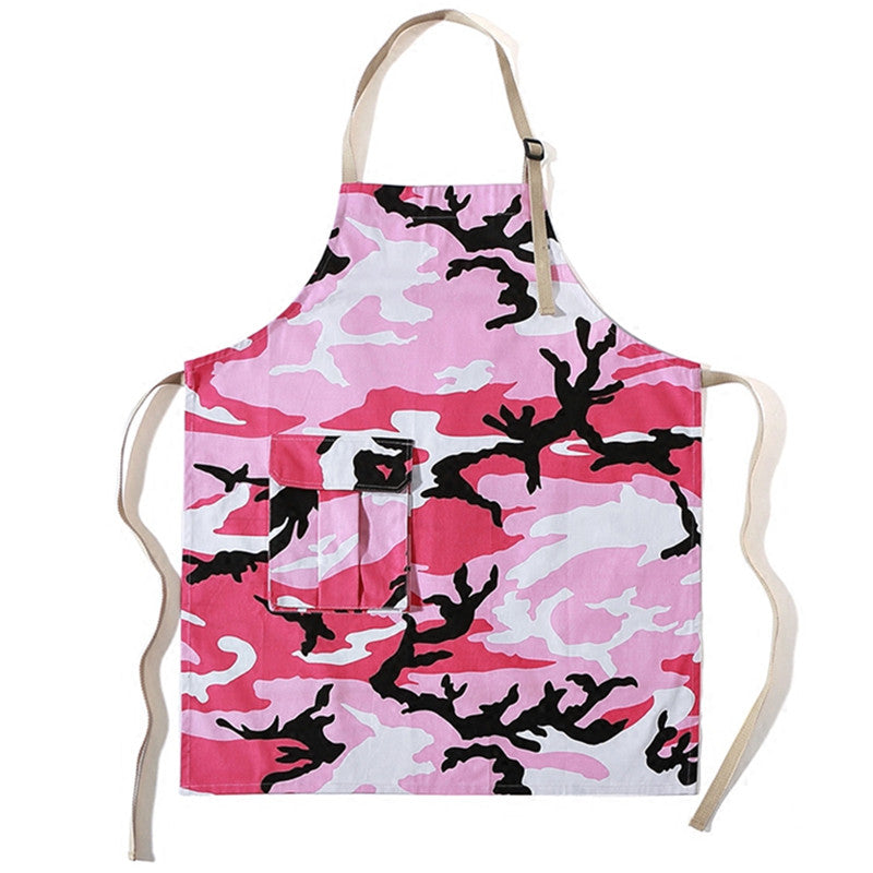Camouflage Cotton Apron Home Bake Cook Craft Housework Cloth Barista Painter Artist Gardener Florist Workwear