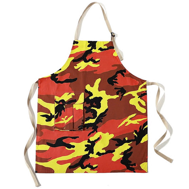 Camouflage Cotton Apron Home Bake Cook Craft Housework Cloth Barista Painter Artist Gardener Florist Workwear